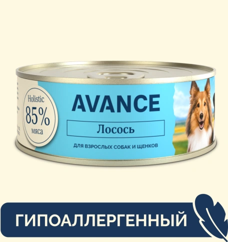 Влажный корм AVANCE holistiс Salmon для щенков и собак, с лососем, 100 г фото 1
