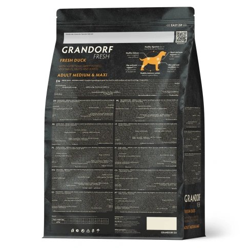 Сухой корм Grandorf Fresh Dog Duck & Sweet Potato для взрослых собак средних и крупных пород диетическая формула для особо аллергичных собак утка, с бататом, 1 кг фото 2