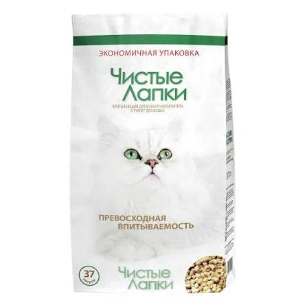 Наполнитель Чистые Лапки для кошачьих туалетов, древесный, 37 л фото 1