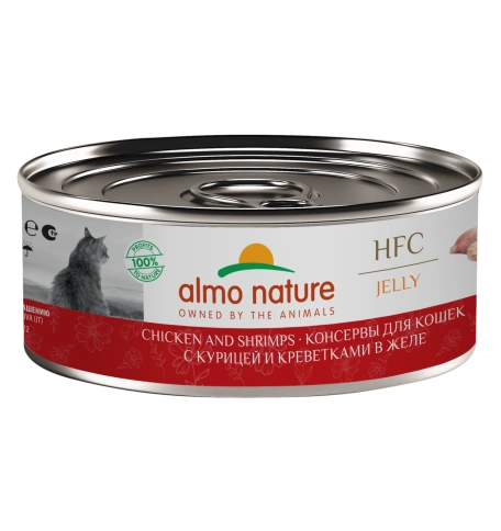 Влажный корм Almo Nature Chicken & Shrimp для кошек, с курицей и креветками в желе, 100 г фото 1