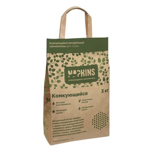 Наполнитель Napkins для кошачьего туалета, комкующийся, 6 л фото 1