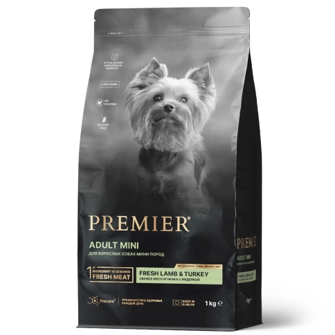 Сухой корм Premier Dog Lamb & Turkey Adult Mini для собак мелких пород, с ягненком и индейкой, 1 кг фото 1