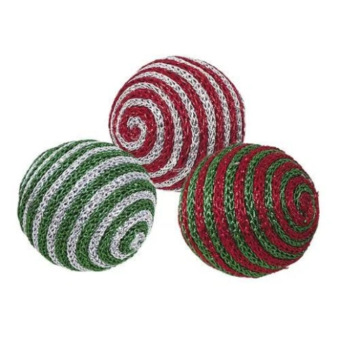 Игрушка NOBBY для кошек, Мяч - Новогодний Узор, дисплей, 40 шт, 4 см фото 1
