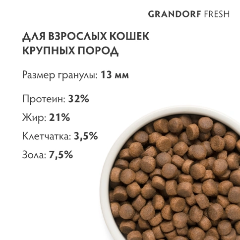 Сухой корм Grandorf Cat Lamb & Sweet Potato для взрослых кошек крупных пород, чувствительное пищеварение или склонность к аллергии ягненок, с бататом, 400 г фото 9