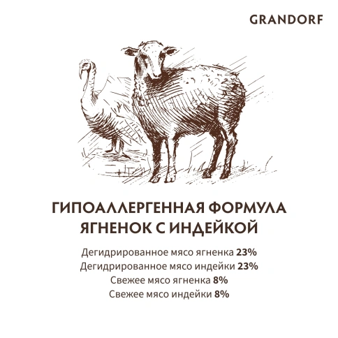 Сухой корм Grandorf Lamb & Turkey Junior для юниоров всех пород, с ягненком и индейкой, 1 кг фото 6