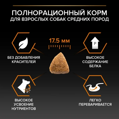 Сухой корм PRO PLAN Chicken для взрослых собак средних пород, с высоким содержанием курицы, 3 кг фото 2