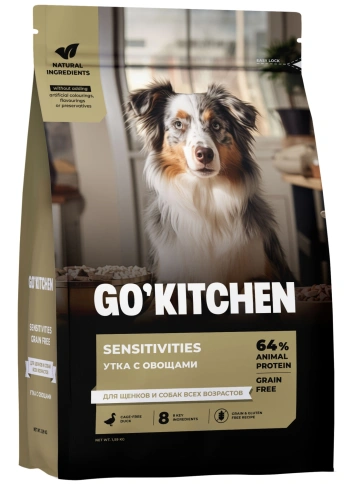 Сухой корм Go'Kitchen Duck для щенков и собак всех возрастов для чувствительного пищеварения, с уткой, 1,59 кг фото 3