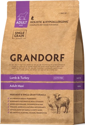 Сухой корм Grandorf Lamb & Turkey Maxi для взрослых собак крупных пород, с ягненком и индейкой, 3 кг фото 1
