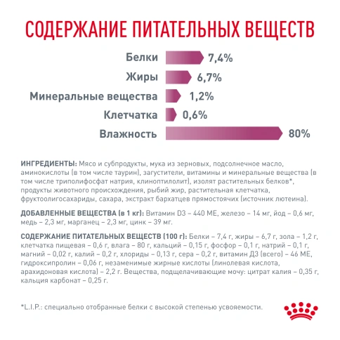 Влажный корм Royal Canin Renal Beef для кошек при заболеваниях почек, в соусе, с говядиной, пауч, 85 г фото 6