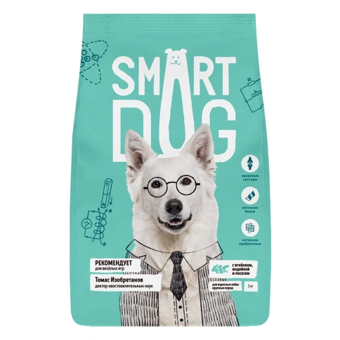 Сухой корм Smart Dog Lamb, Salmon & Turkey для взрослых собак крупных пород Active, с ягненком, лососем и индейкой, 3 кг фото 1