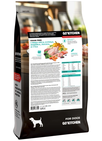 Сухой корм Go'Kitchen Chicken, Turkey, Salmon & Duck для пожилых собак всех пород, с курицей, с курицей, индейкой, лососем и уткой, 9,98 кг фото 2