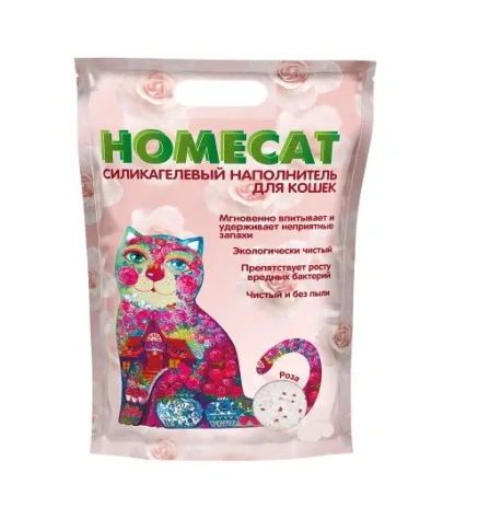 Наполнитель Homecat для кошачьих туалетов, Роза силикагелевый с ароматом розы, 7,6 л фото 1