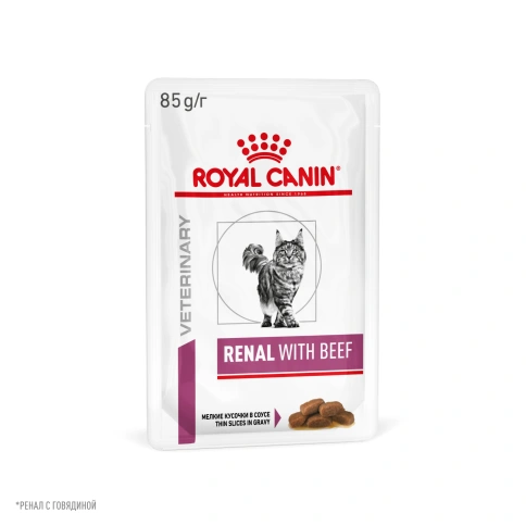 Влажный корм Royal Canin Renal Beef для кошек при заболеваниях почек, в соусе, с говядиной, пауч, 85 г фото 11