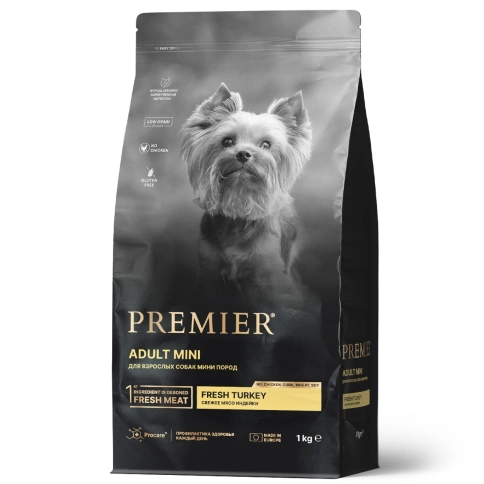 Сухой корм Premier Dog Turkey Adult Mini для собак мелких пород, с индейкой, 1 кг фото 1