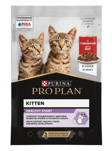 Влажный корм PRO PLAN Beef для котят, с говядиной в соусе, 85 г фото 1