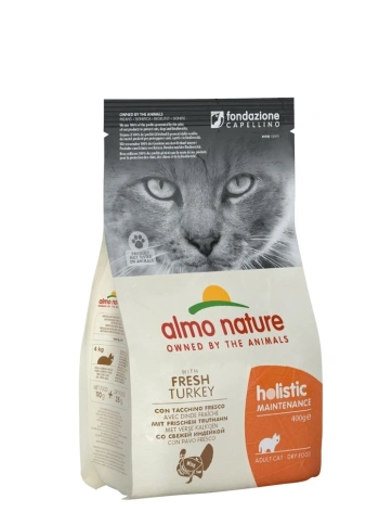 Сухой корм Almo Nature Turkey & Rice для взрослых кошек со свежей индейкой и коричневым рисом, 400 г фото 1