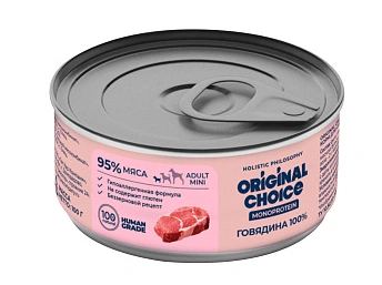 Влажный корм ORIGINAL CHOICE Monoprotein Adult Mini Beef для собак мелких пород, с говядиной, 100 г фото 1
