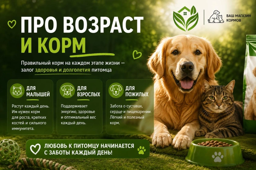 🐾 Возраст питомца и корм: почему это важно?